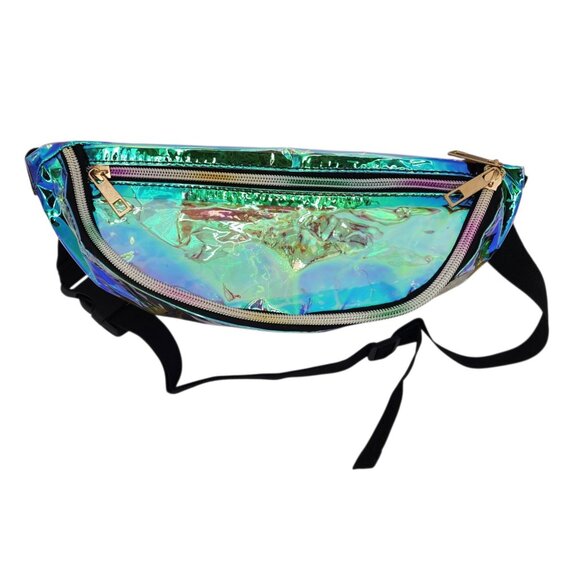 NEW Rainbow Kitten Surprise Fanny Pack Hip Bag Belt Bag Iridescent Festival - Picture 4 of 8